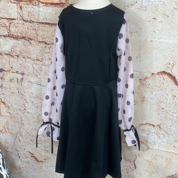 ❌ Pie Black Polka Dot Sheer Sleeve Dress - Picture 8 of 9